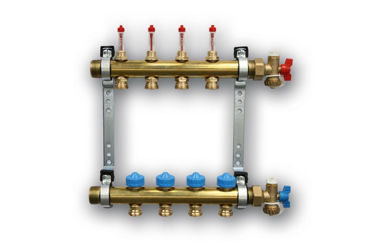 Roth Heizkreisverteiler 4-Heizkreise Messing FlatConnect mit DFA absperrbar 1115011034