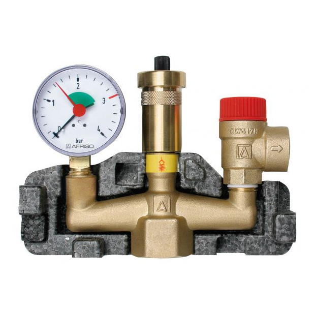 AFRISO Kesselsicherungsgruppe KSG 3 bar Isolierung Heizungsmanometer Schnellentlüfter 77938
