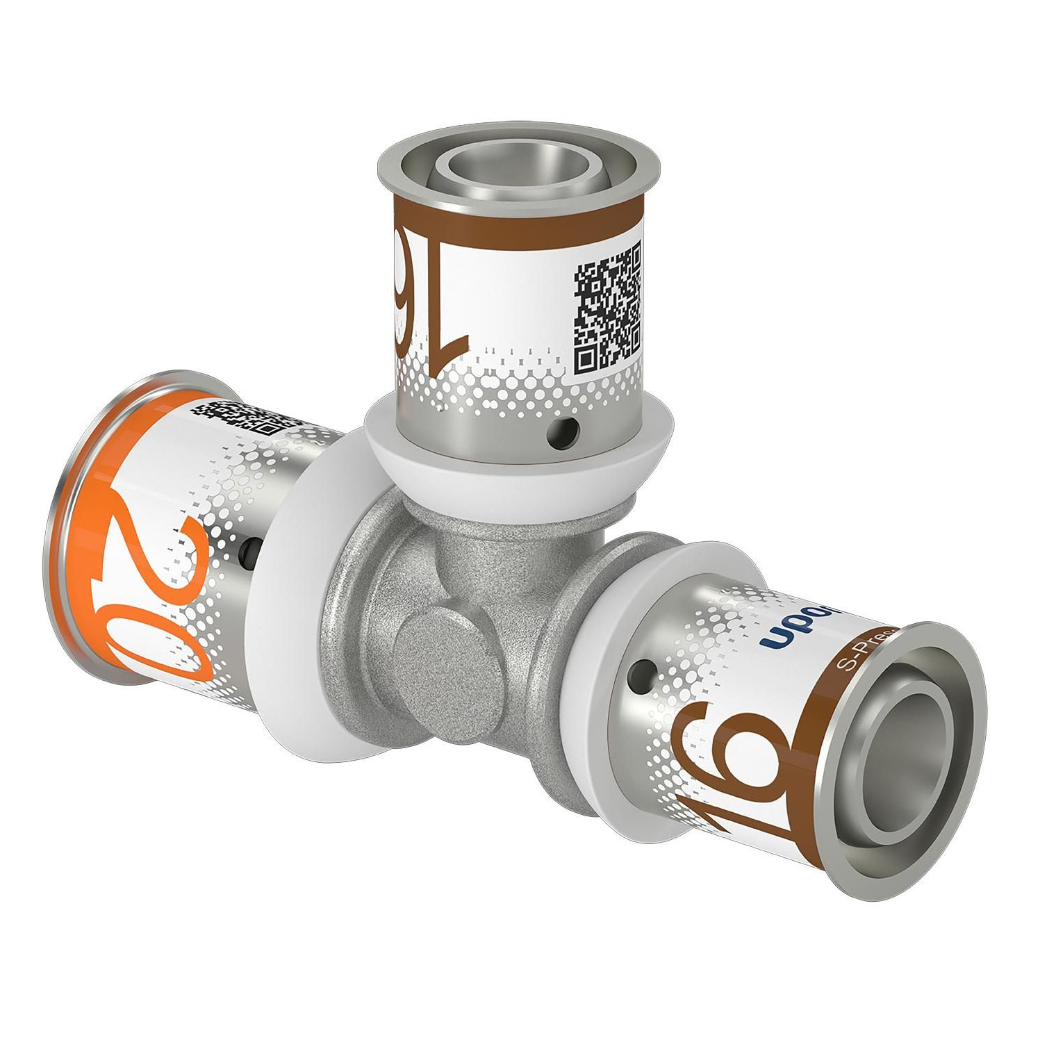 Uponor S-Press PLUS T-Stück reduziert 20mm 16mm 16mm Pressmuffe DVGW Edelstahlpresshülse 1070567