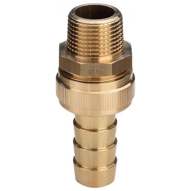 Viega Standrohrverschraubung Messing 3-8 Zoll Aussengewinde konisch dichtend R-Gewinde Rändelüberwurfmutter 122416