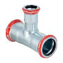 Geberit Pressfitting T-Stück C-Stahl reduziert d18-22-18 verzinkt CIIR Dichtring Pressindikator 21105