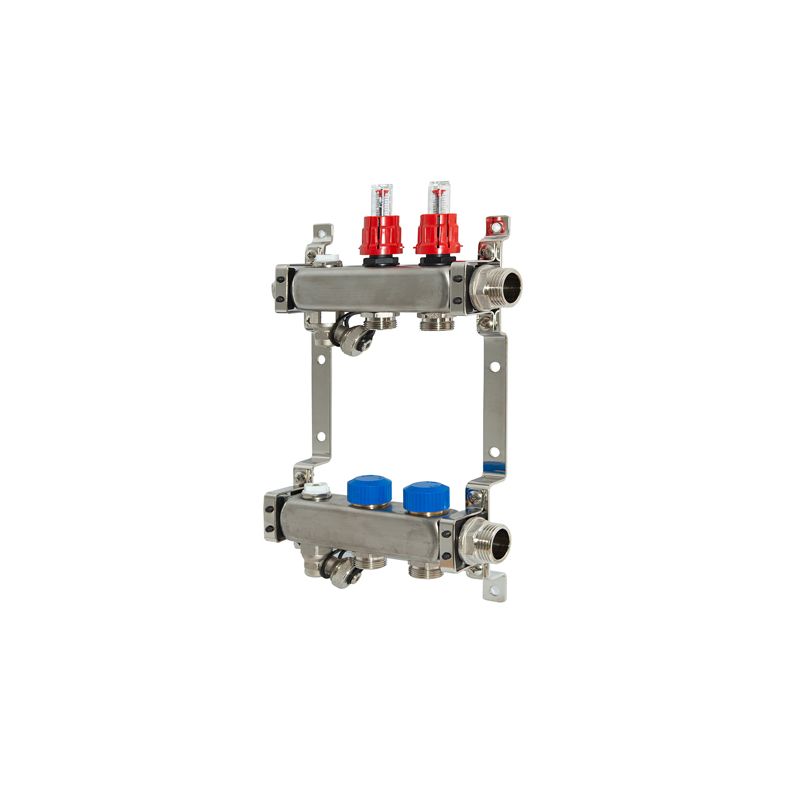 2-fach Heizkreisverteiler Edelstahl mit Durchflussanzeige