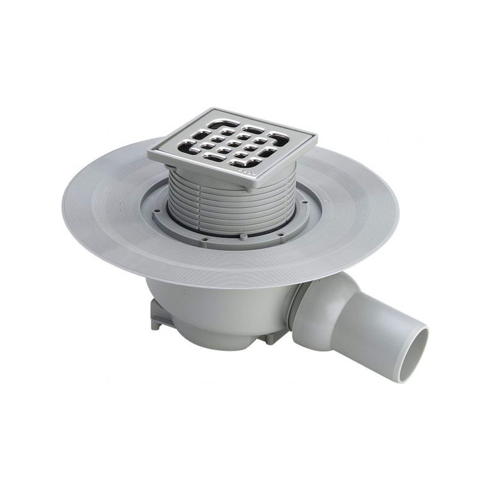 Viega Badablauf 4921.76 DN 50 Edelstahlrost Kugelgelenkabgang höhenverstellbar 10x10 cm 556938