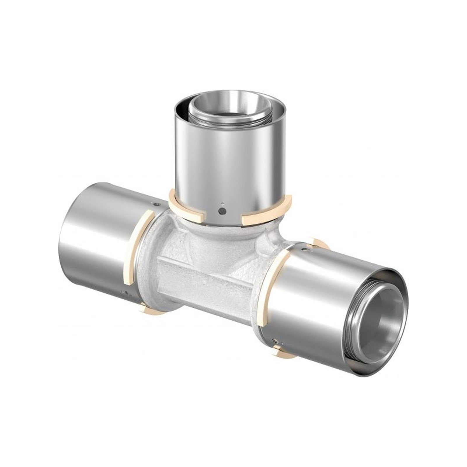 Uponor S-Press T-Stück 50 mm Pressfitting Messing verzinnt Edelstahlpresshülse DVGW 1046928