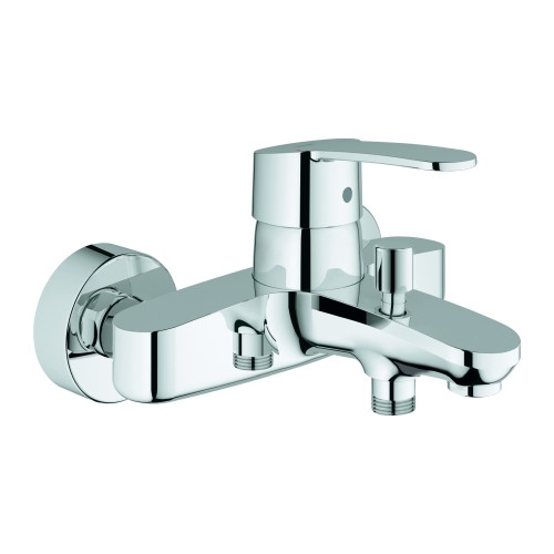 Grohe Wannenbatterie Eurostyle C Einhandmischer Wandmontage Chrom SilkMove 46 mm Umsteller Rückflussverhinderer 33591002