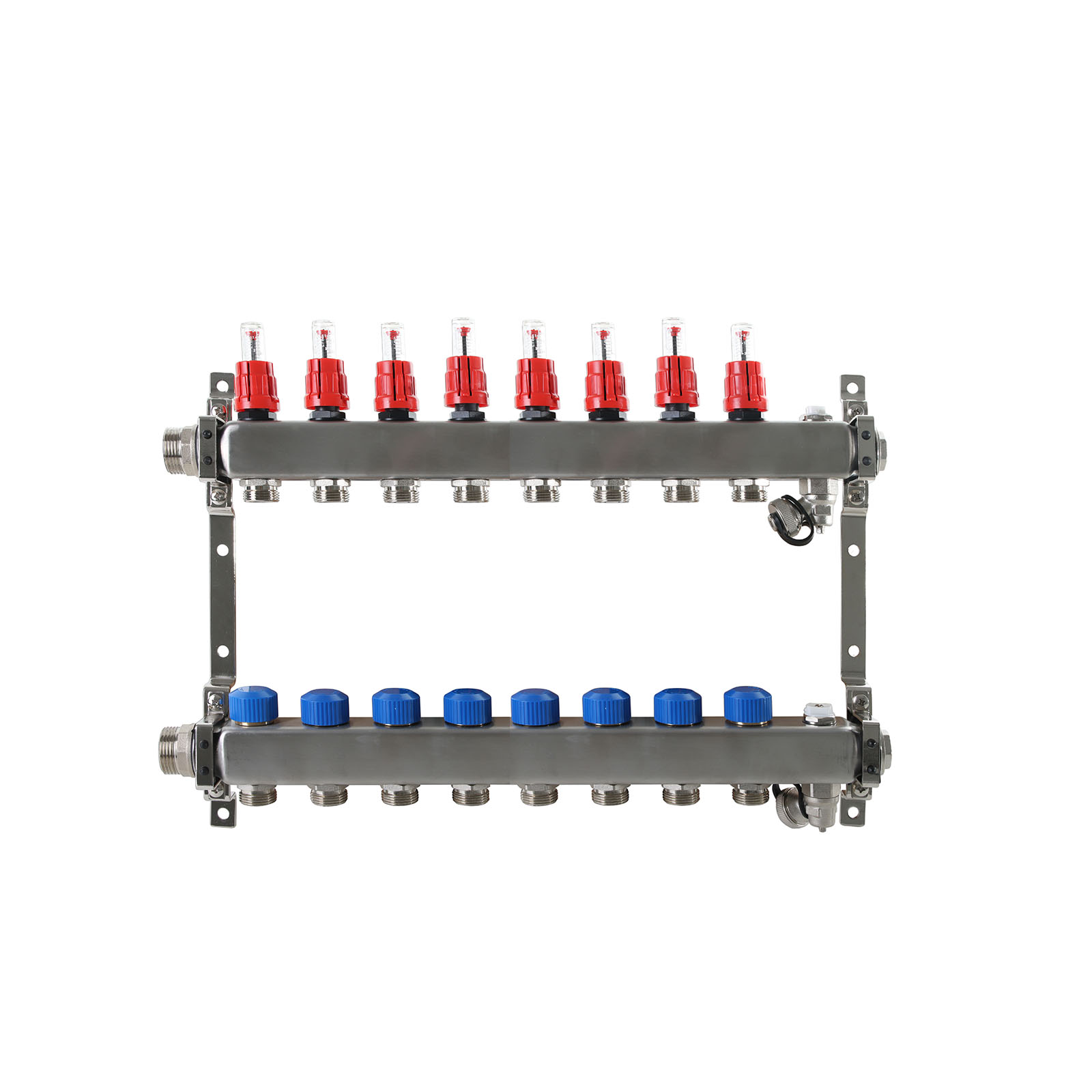 8-fach Heizkreisverteiler Edelstahl mit Durchflussanzeige