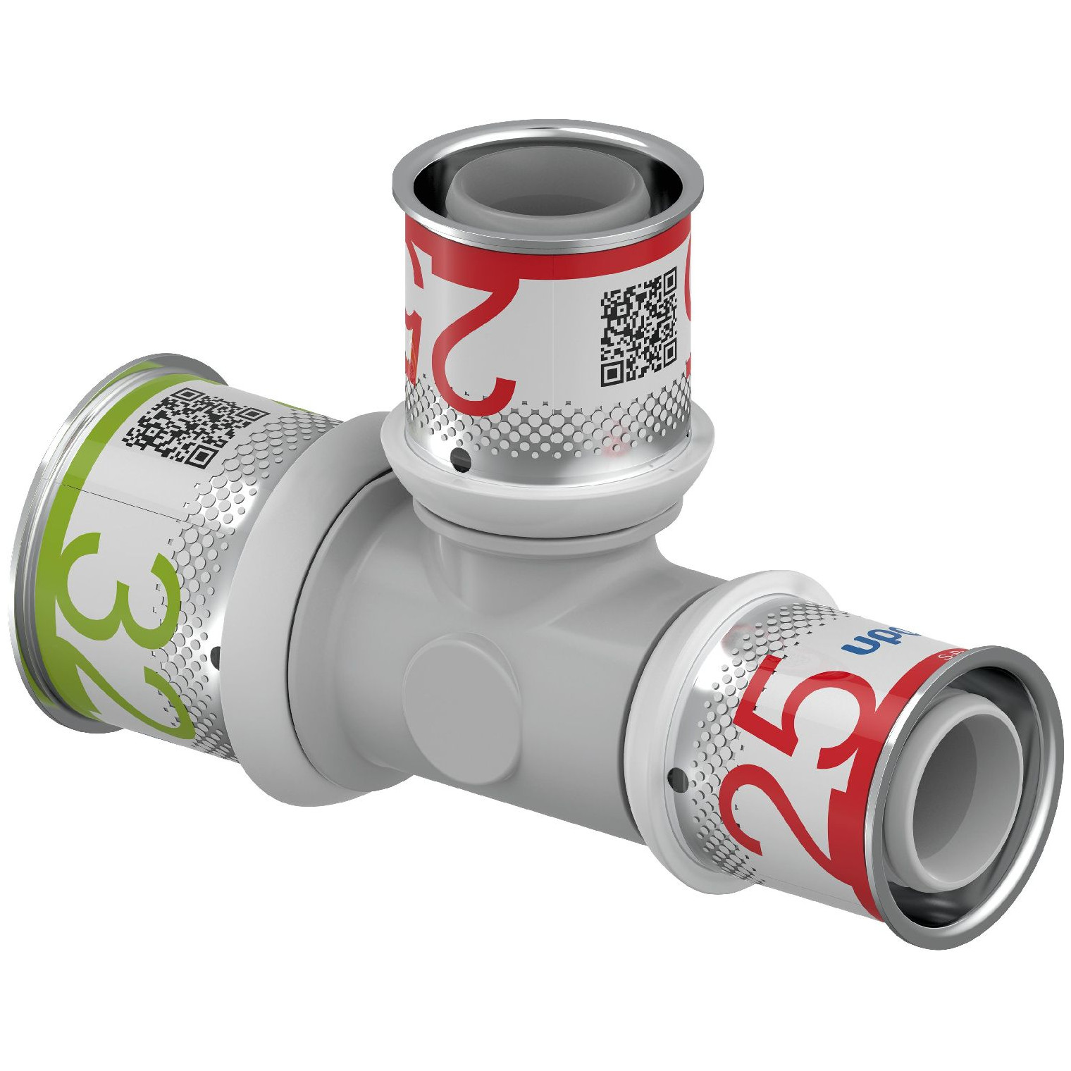 Uponor Verbundrohr Fitting S-Press PLUS T-Stück reduziert PPSU 32-25-25 Edelstahl Presshülse 1039960