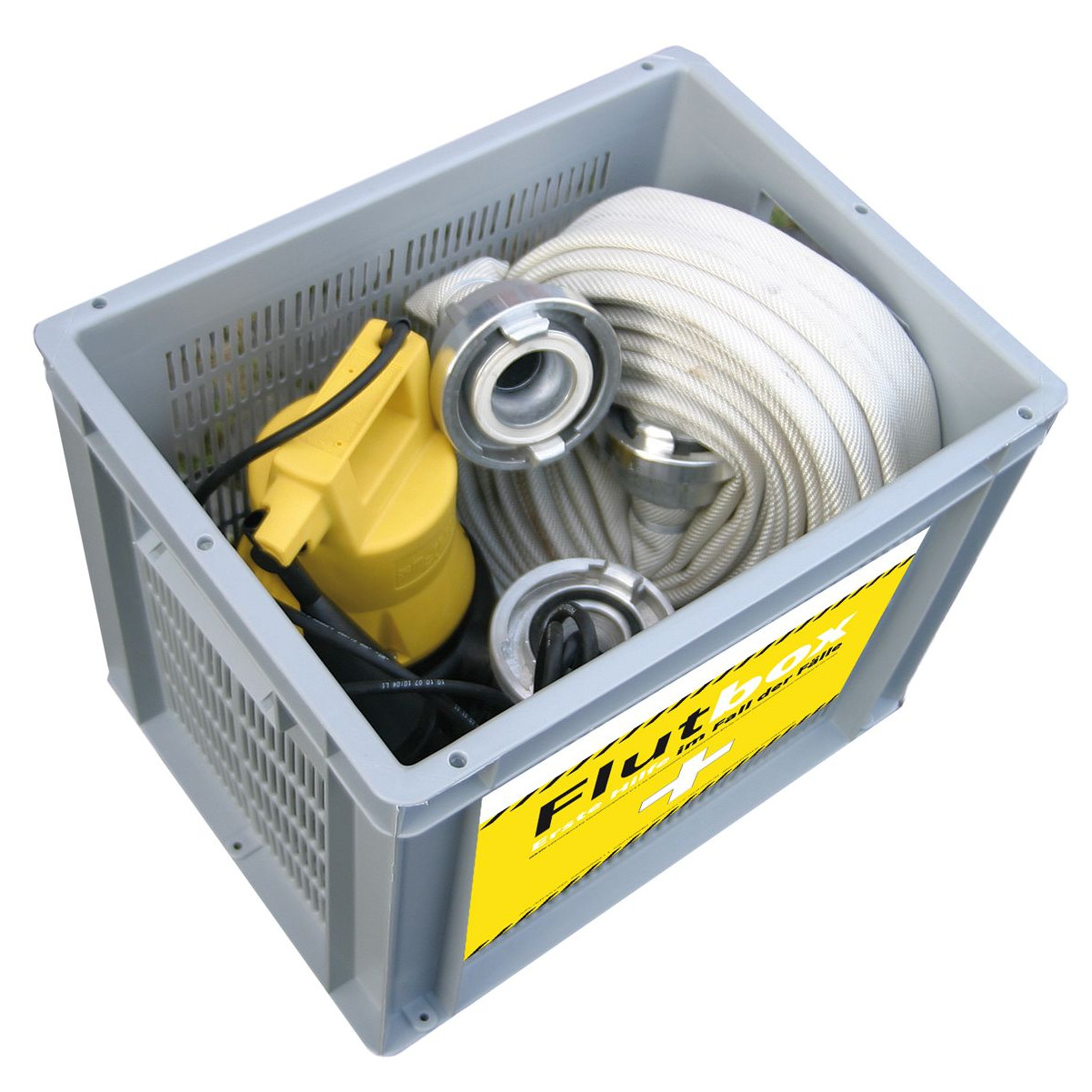 Jung Flutbox Kellerentwässerung U5KS Pumpe 12.5m Feuerwehrschlauch C-Kupplung JP09479