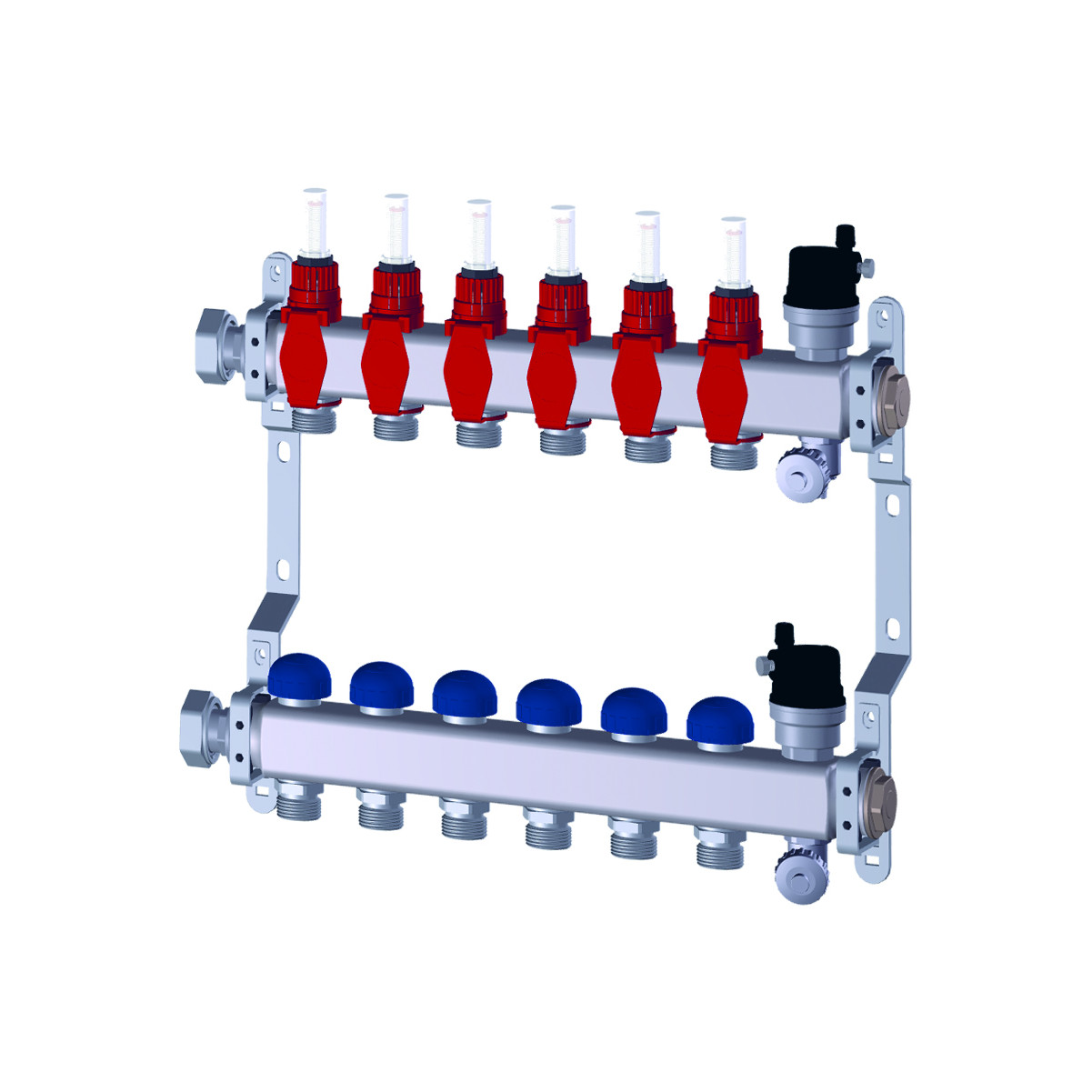 Purmo Premium line FBWMSST0640142P Heizkreisverteiler 6 Kreise Edelstahl Durchflussmengenmesser