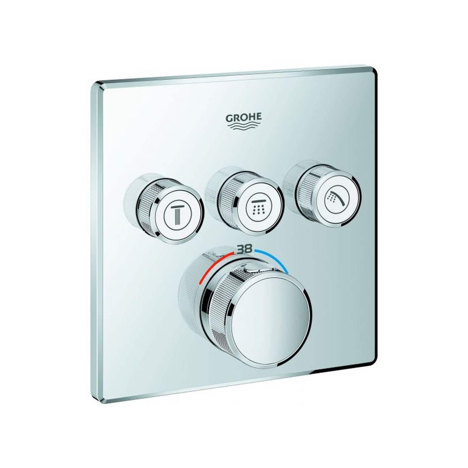 Grohe Thermostat Grohtherm SmartControl 29126 eckig 3 Absperrventile chrom SmartControl-Button Hersteller-Artikelnummer 29126000