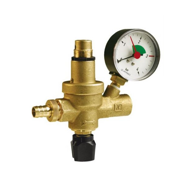AFRISO Füllarmatur FAM G1-2 Messing Manometer 0-4 bar Druckminderer Absperrventil 42406