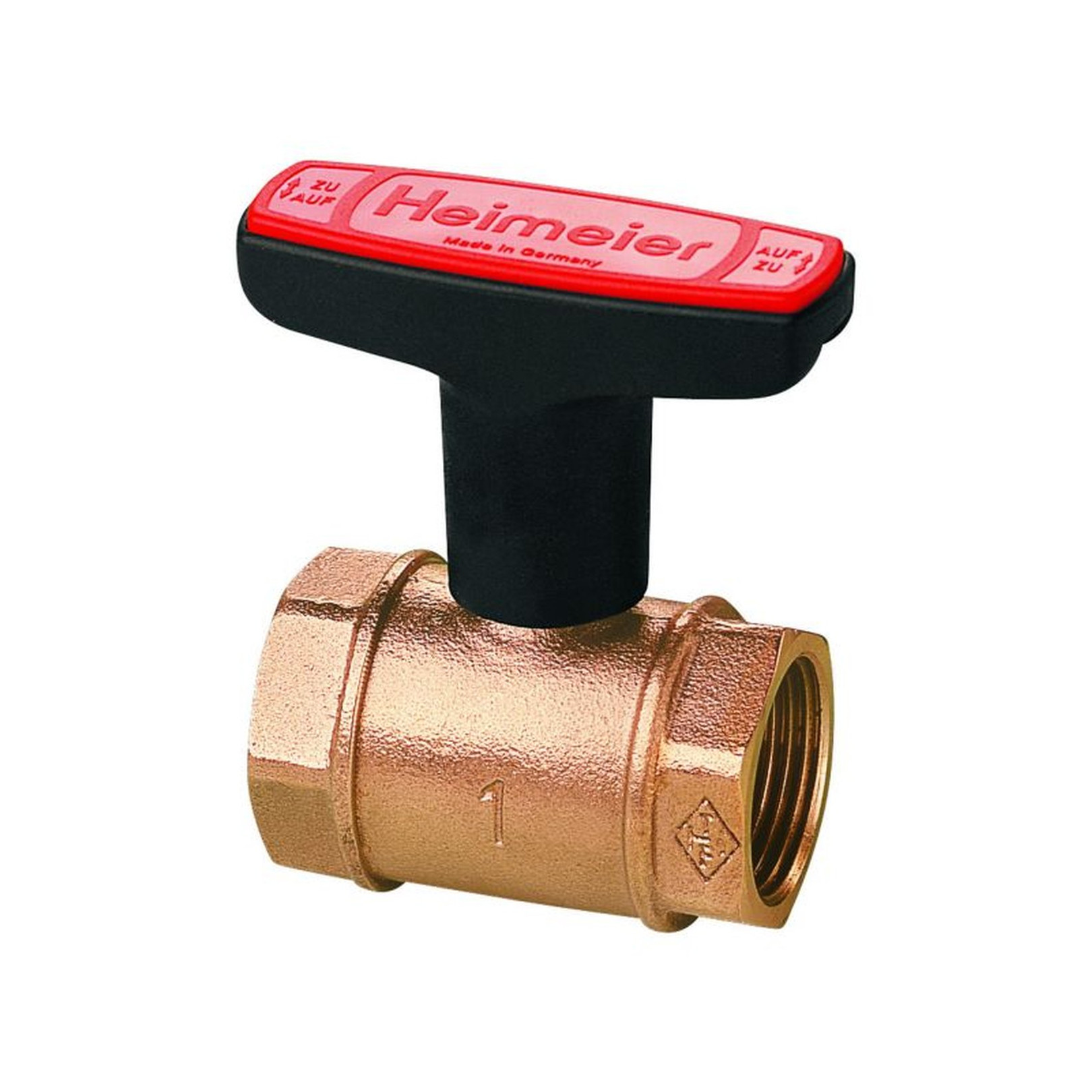 Heimeier Heizungs-Kugelhahn Globo H DN40 1 1/2 Zoll Rotguss Innengewinde 120 Grad 10 bar 0600-06.000