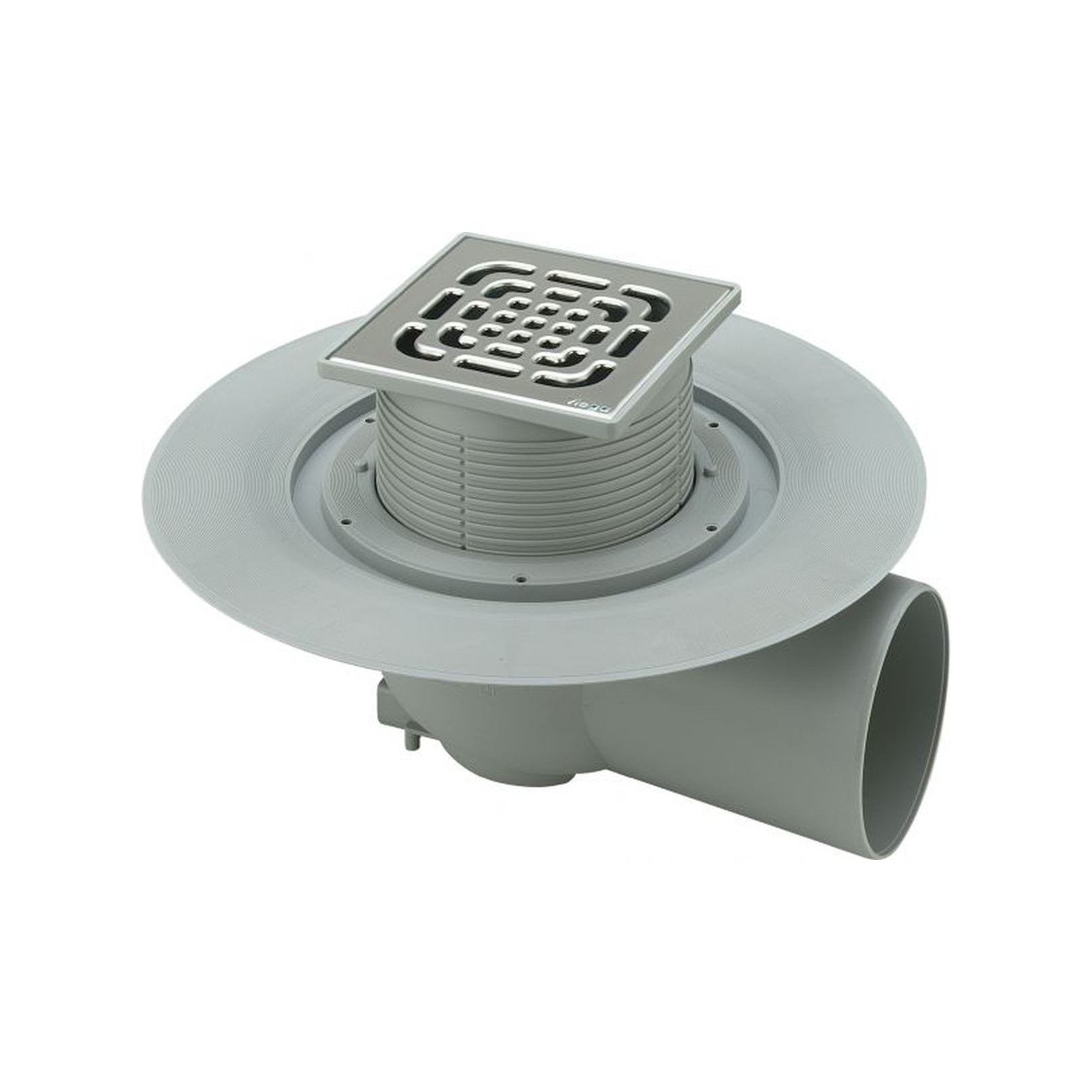 Viega Bodenablauf Advantix 4955.1 DN 70 waagerecht Edelstahlrost höhenverstellbar 150x150 mm 557164