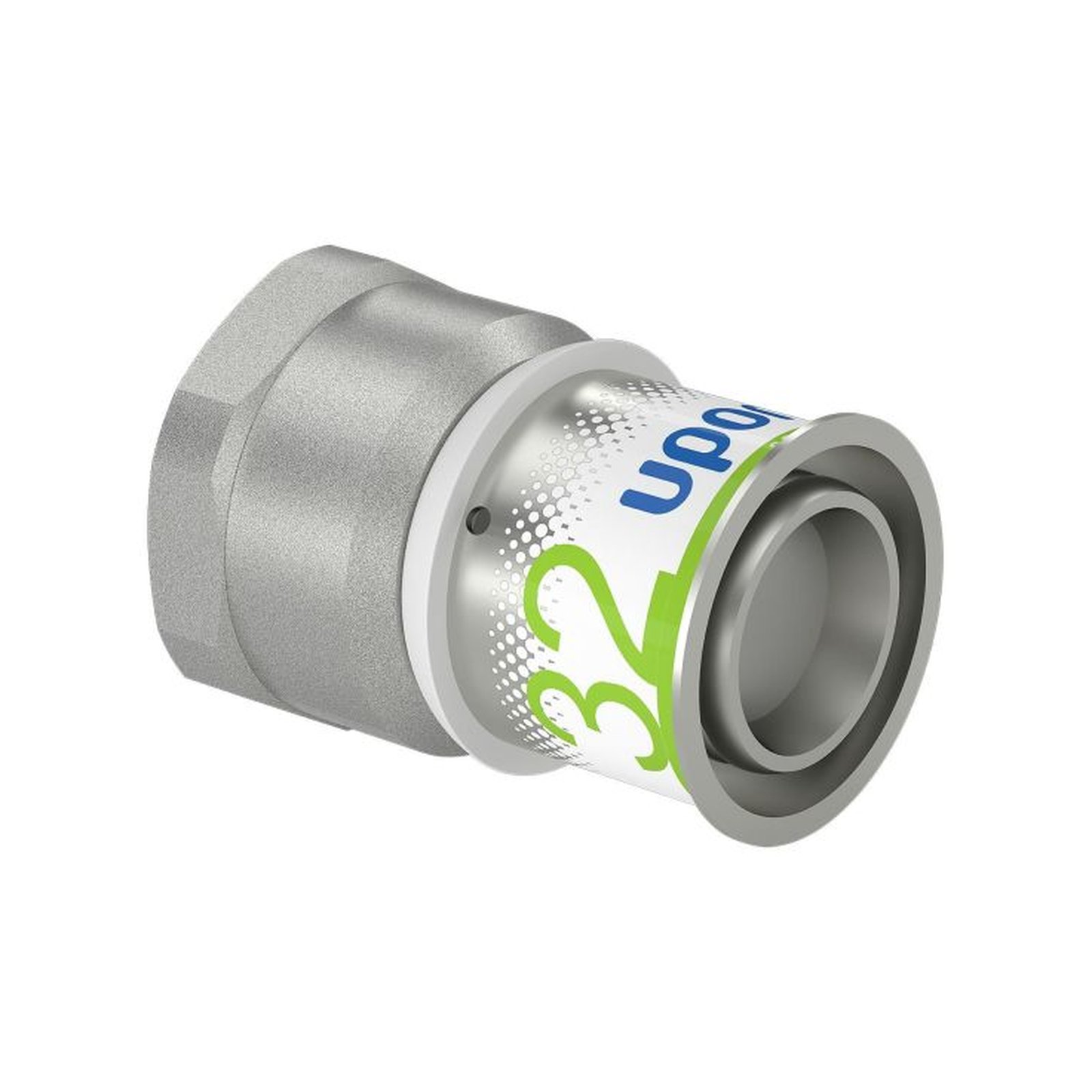 Uponor S-Press PLUS Übergangsmuffe 32mm DN25 IG Edelstahlpresshülse PPSU Messing verzinnt 1070521