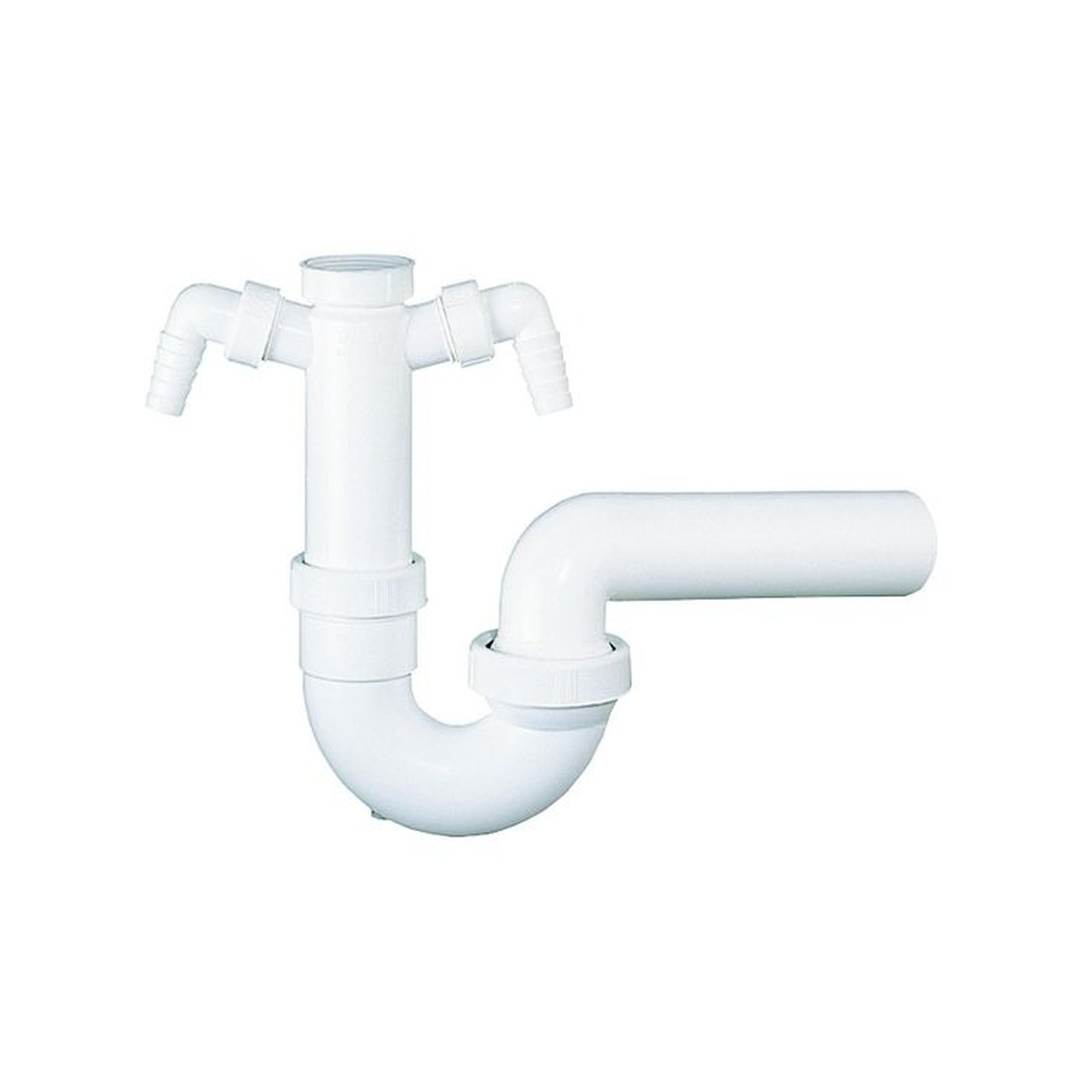 Dallmer Spülen-Röhrensiphon Typ 100/2 DN40 DN50 2 Geräteanschlüsse Kunststoff weiß 020321