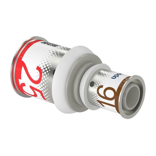Uponor Kupplung S-Press PLUS reduziert PPSU 25-16 Edelstahl Presshülse Sichtfenster 1039938