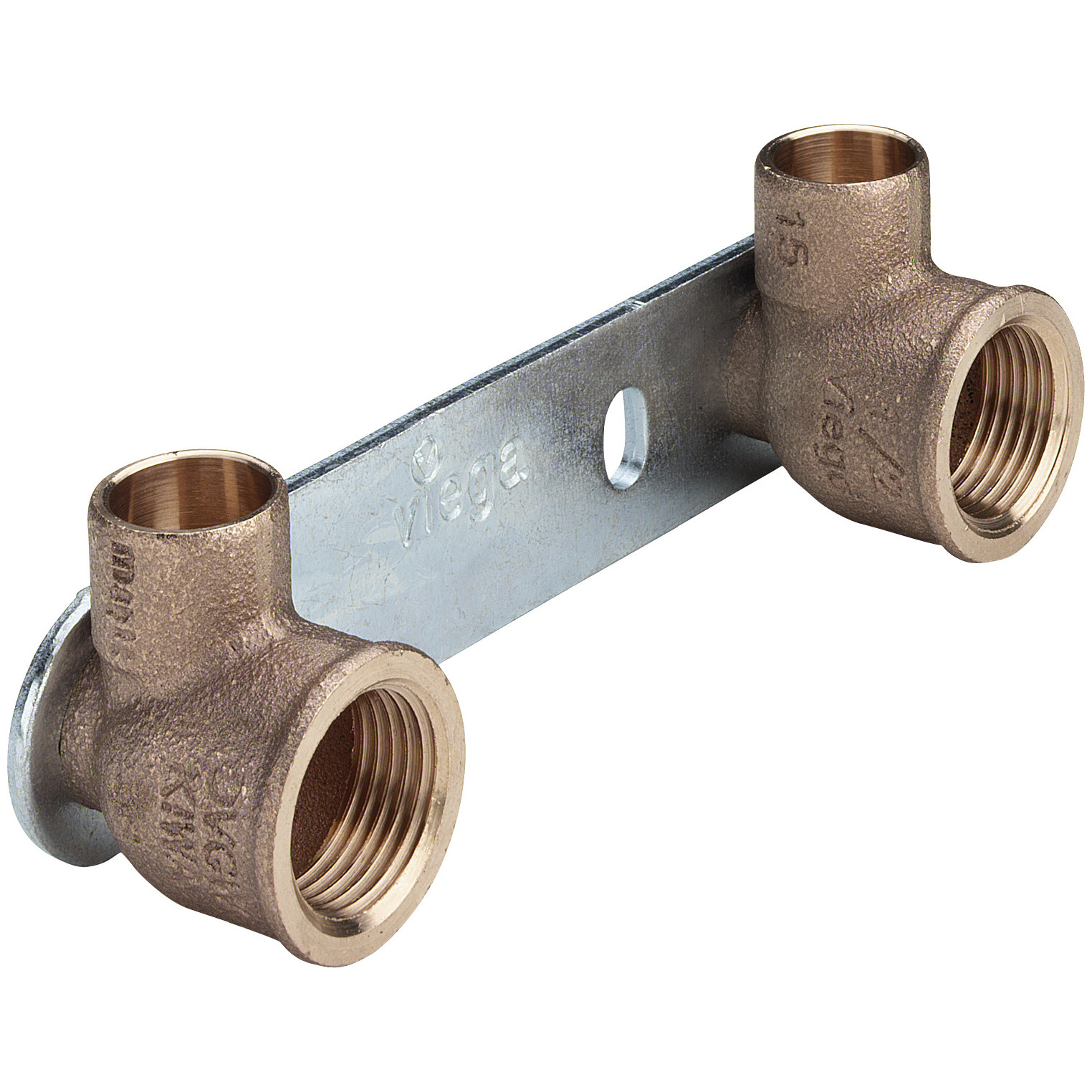 Viega Montageeinheit flach Lötfitting 15mmx1/2 Zoll IG 100mm Rotguss Typ 4977G Hersteller-Artikelnummer 107284