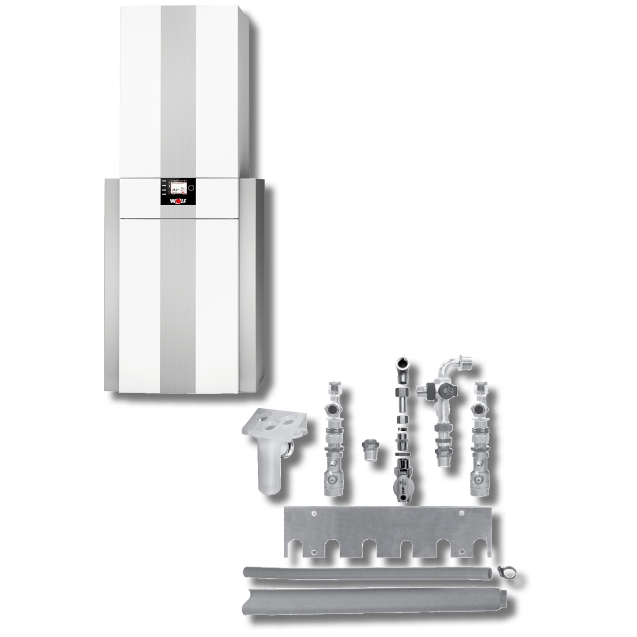 WOLF Brennwertzentrale CGS-2-20/160L Paket Regelung BM-2 vormontiert Aufputz 8615015F01