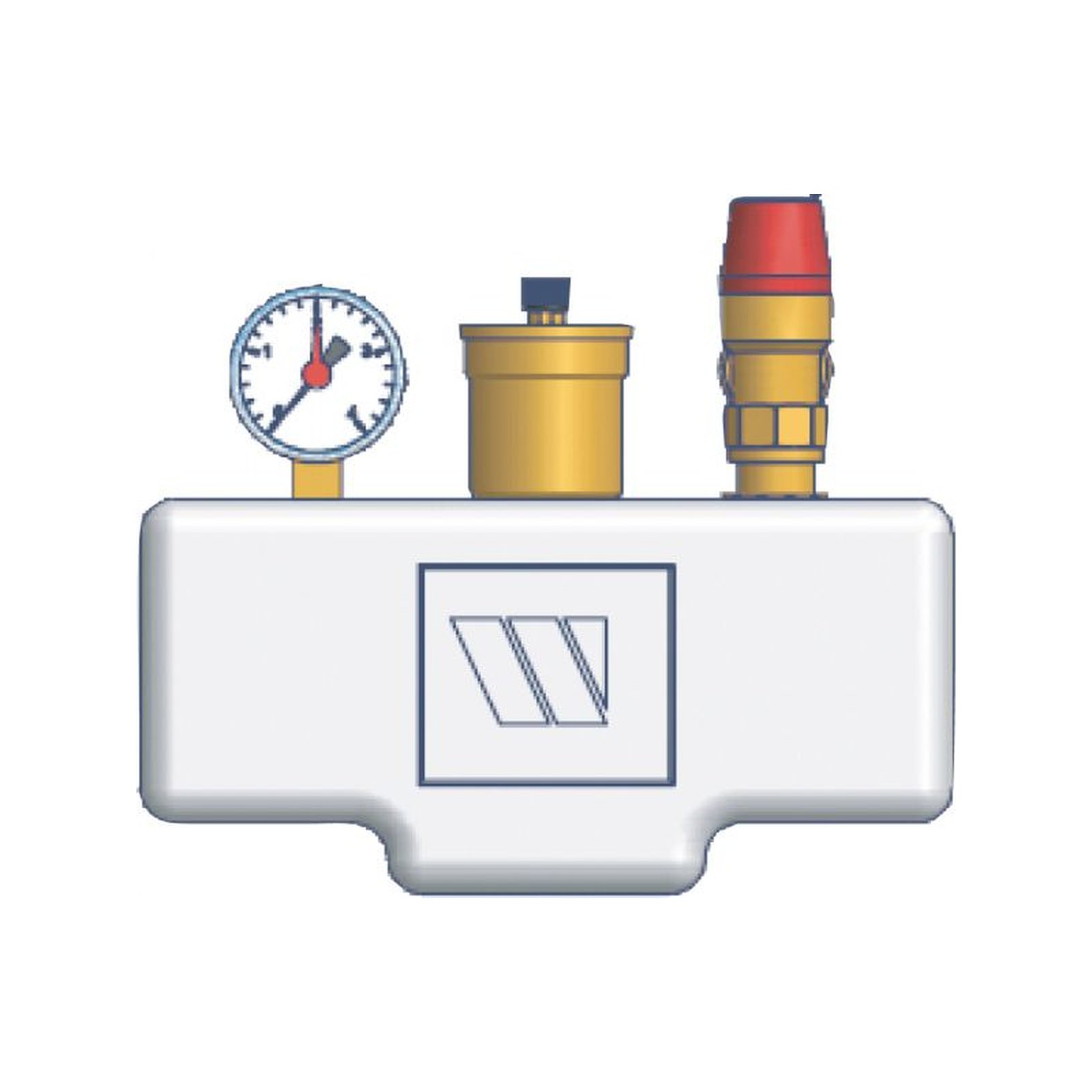 Bosch Kesselsicherheitsgruppe KSG 1 Zoll Manometer Entlüfter Sicherheitsventil Wärmedämmschale 7719003078