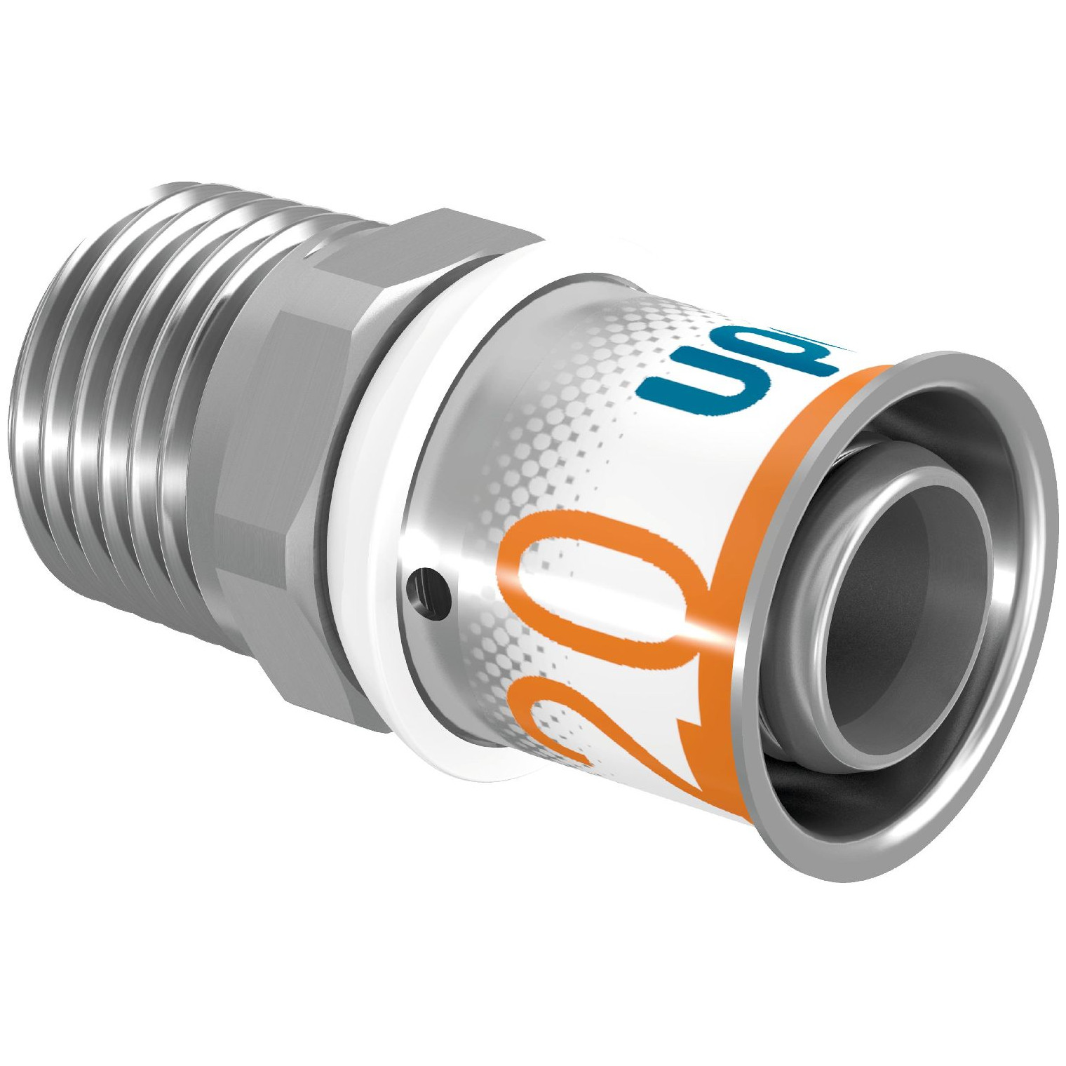 Uponor S-Press PLUS Übergangsnippel 20 mm DN15 1/2 Zoll AG Pressmuffe Edelstahlpresshülse DVGW 1070504