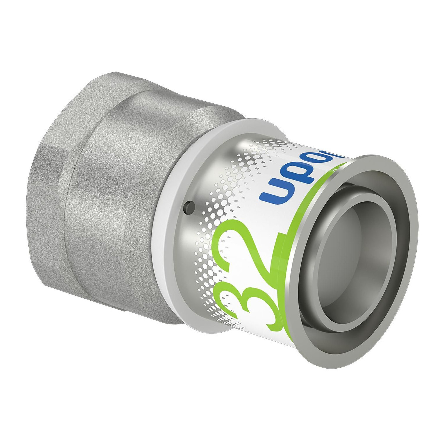 Uponor S-Press PLUS Übergangsmuffe 32mm DN25 IG Edelstahlpresshülse PPSU Messing verzinnt 1070521