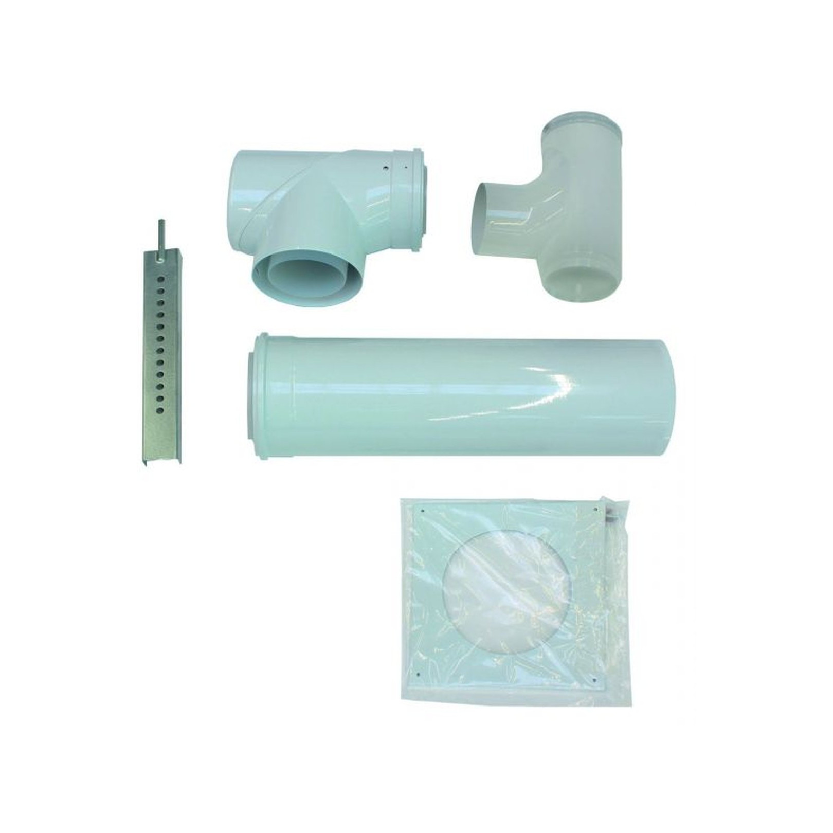 Vaillant Basis-Anschluss-Set konzentrischer Anschluss 110/160 PP Reinigungs-T-Stück Verlängerung Stützbogen Wandrosette 0020106374