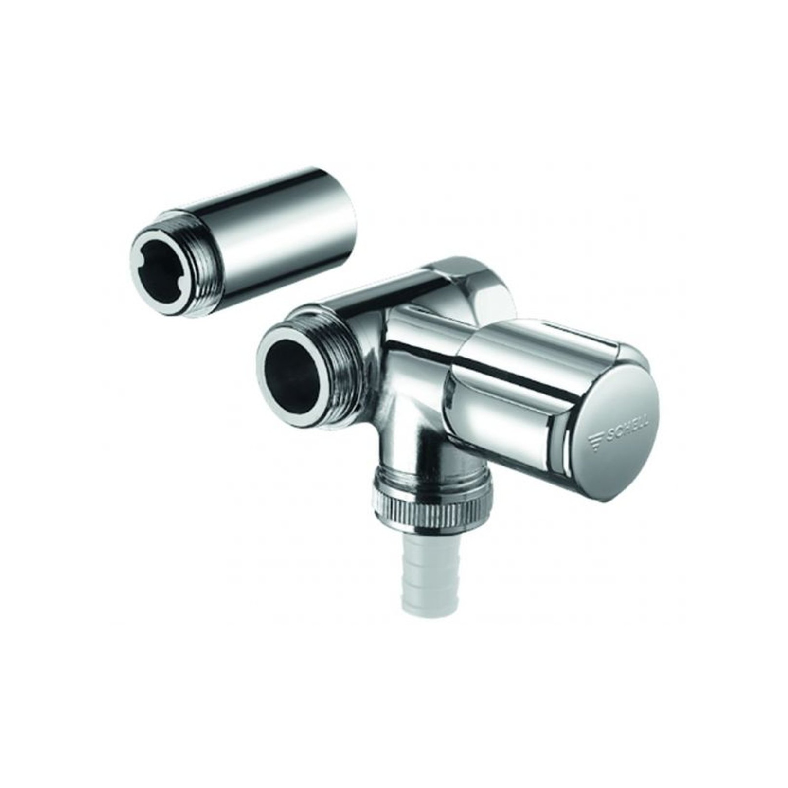 SCHELL Nebenanschlussventil Wandbatterien Anschluss links DN20 3/4 Zoll Rückflussverhinderer verchromt Komfort-Griff 033440699