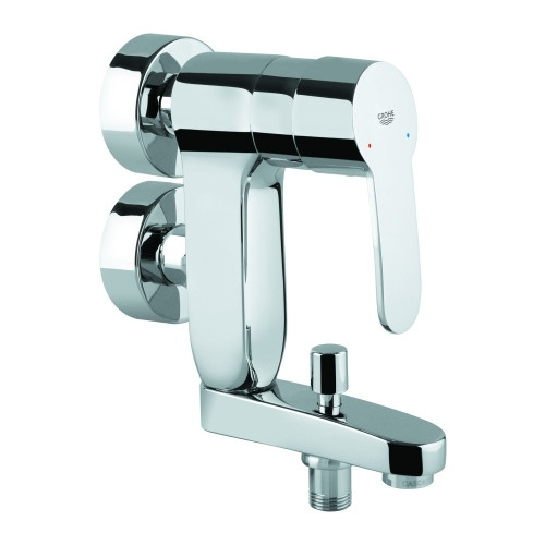 Grohe Einhebel-Wannenbatterie Eurostyle C Vertica Wandmontage Chrom SilkMove 46 mm Keramikkartusche Rückflussverhinderer 23301000