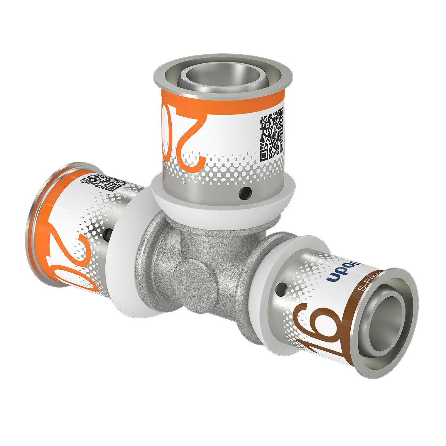 Uponor S-Press PLUS T-Stück reduziert 20x20x16 mm Pressmuffe Messing verzinnt EPDM 1070569