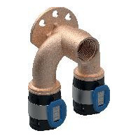 Geberit FlowFit Doppelanschlusswinkel 90 Grad d20-Rp1-2-d25 Rotguss Pressindikator 620832001